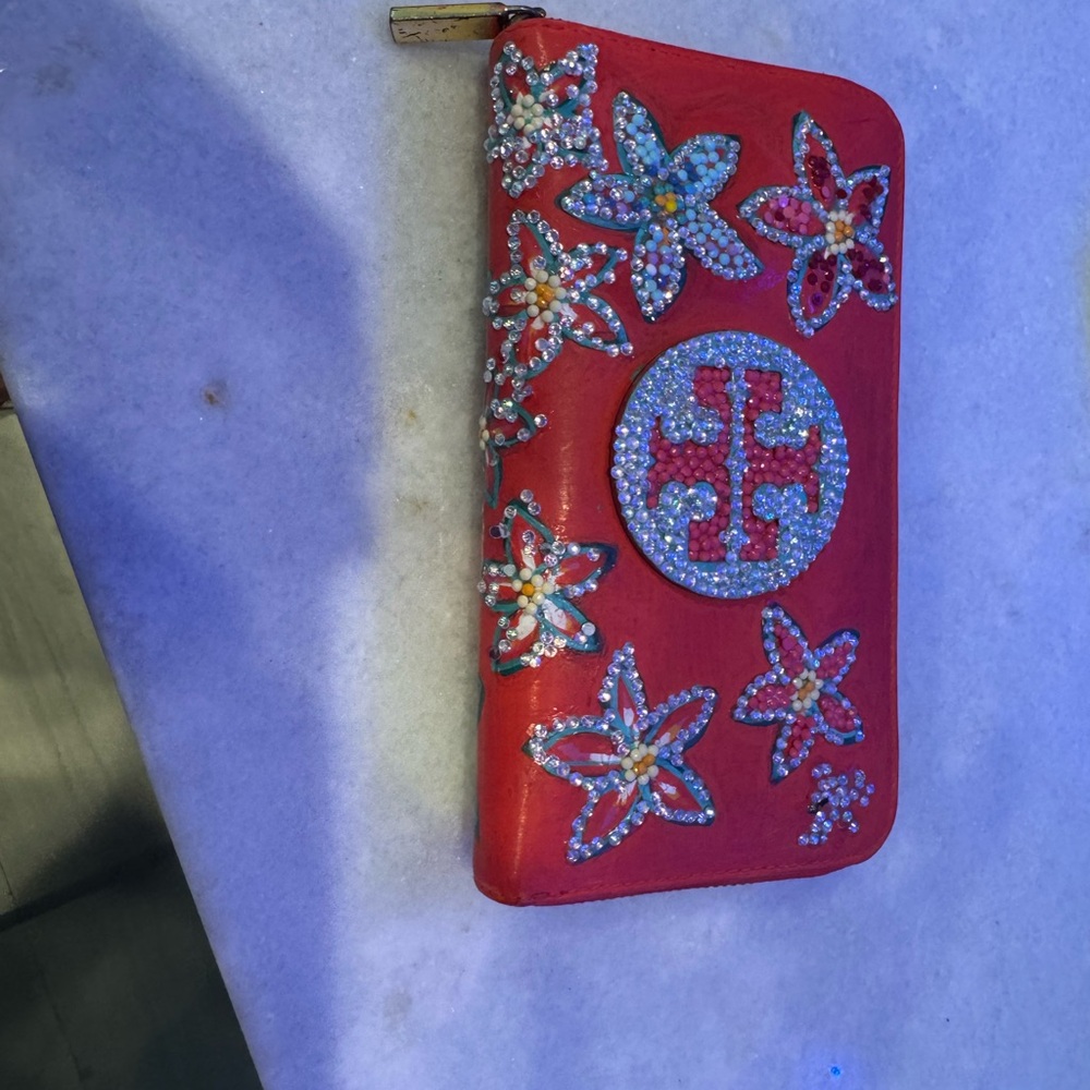Tory Burch Red and Blue Starfish Wallet